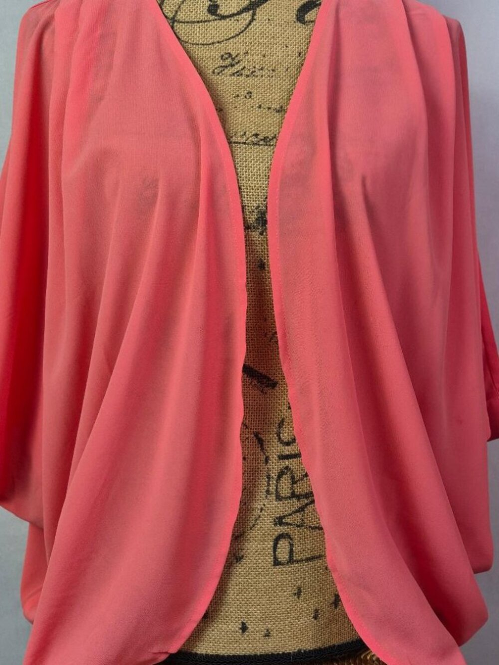 Zenana Flowy Coral Pink Medium Open Front Kimono NWOT